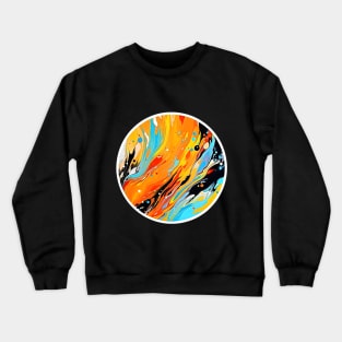 Vivid Eruption of Abstract Circle Fluid Art Crewneck Sweatshirt